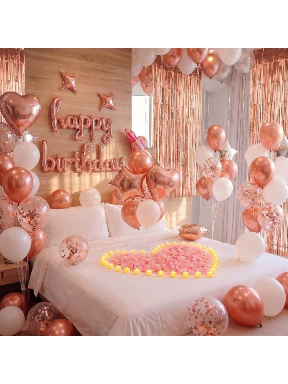 170 Pcs Rose Gold Birthday Party Decorations for Women & Bedroom Decor